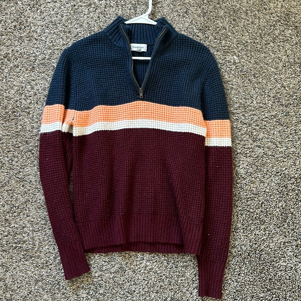 BRAND NEW Goodfellow & Co Colorblock Quarter Zip Sweater, medium